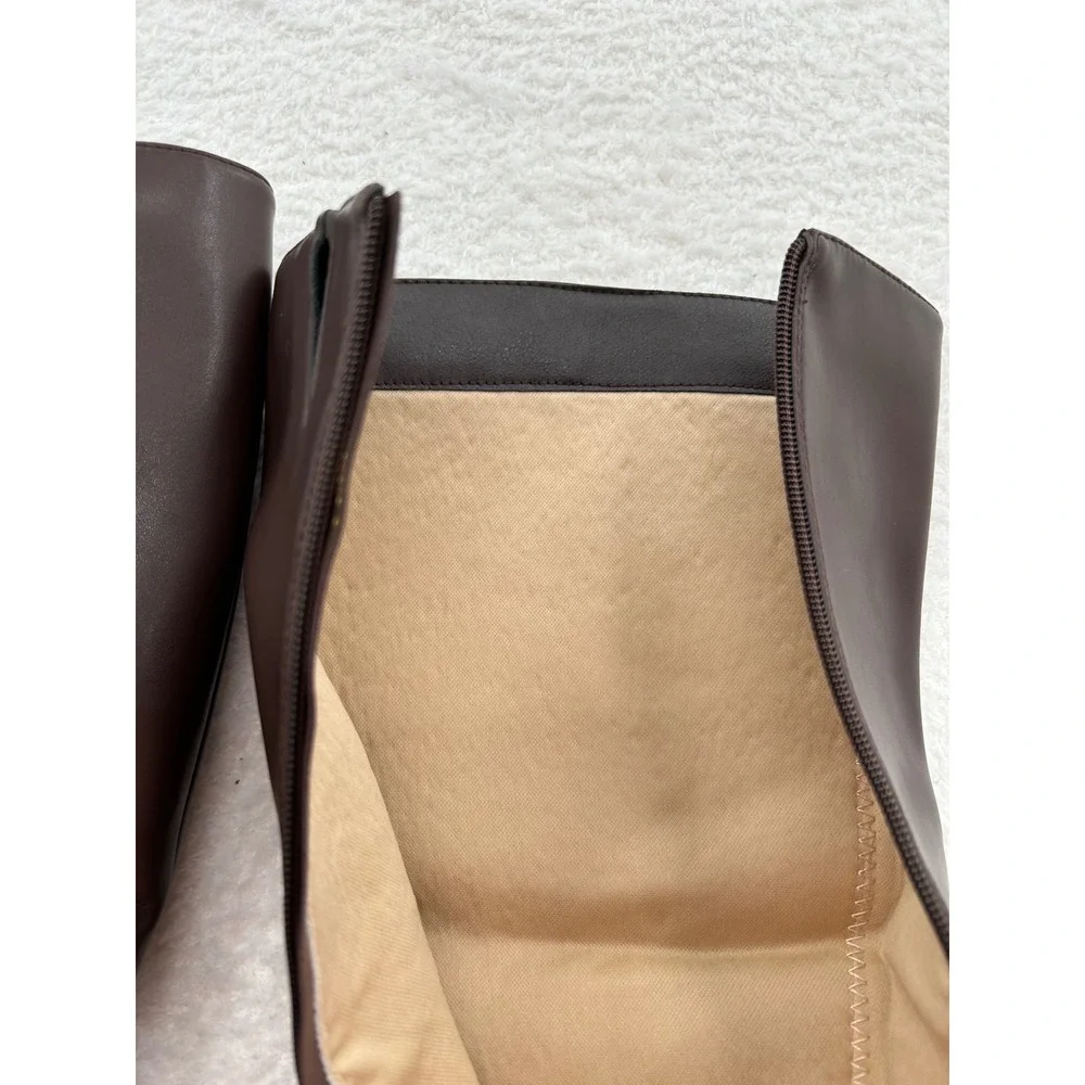 SLXCHBSL Brown Flat Knee High Tall Boots Side Zip Womens Size 9 NEW